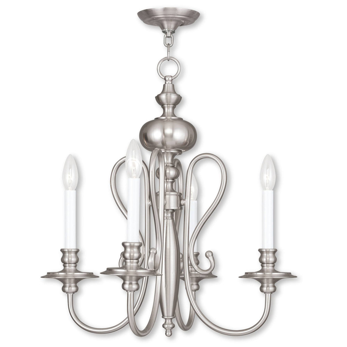 Brushed Nickel 4-Light Candle-Style Chandelier W4038