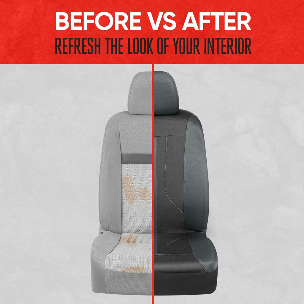 Gray & Black Two-Tone Front Seat Covers with Hooded Split Bench Seat Cover G120845