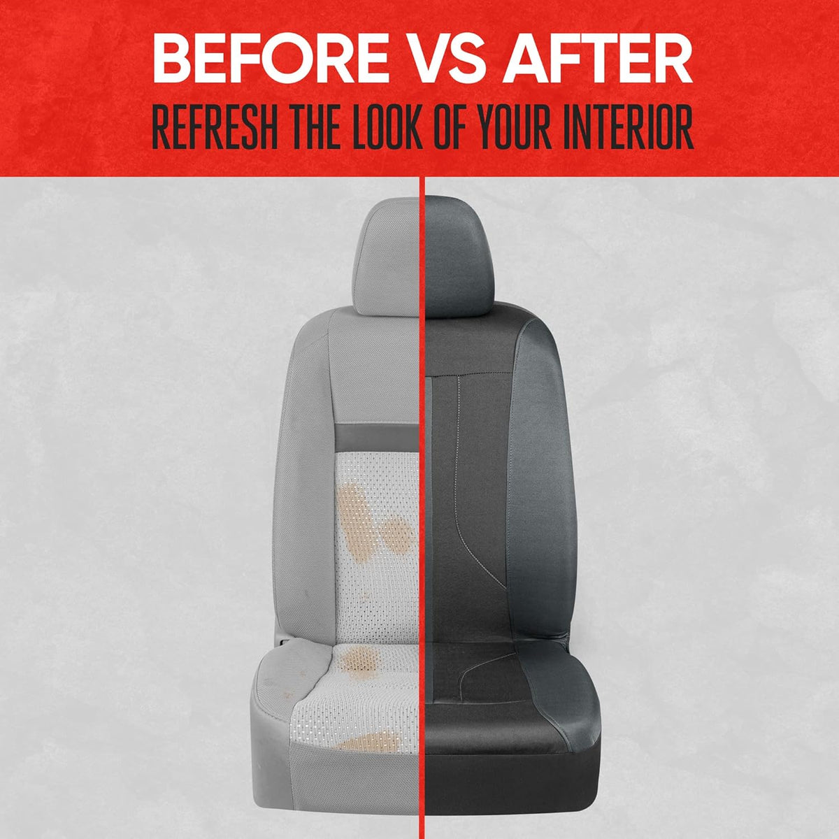 Gray & Black Two-Tone Front Seat Covers with Hooded Split Bench Seat Cover G120845