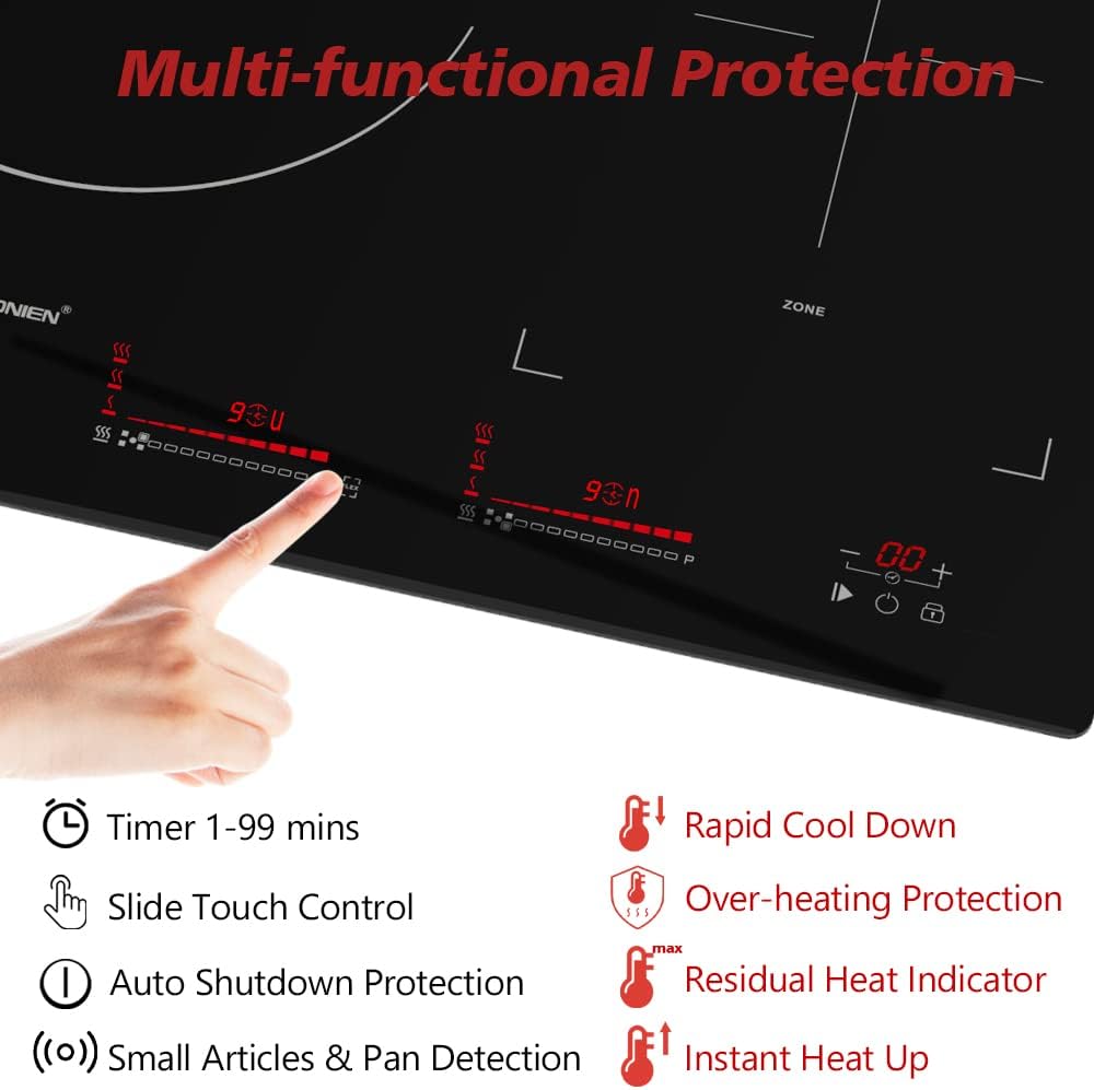 Induction Cooktop 36 inch Built-in 5 Boost Burners Electric Stove 9000W 220V~240V L1040
