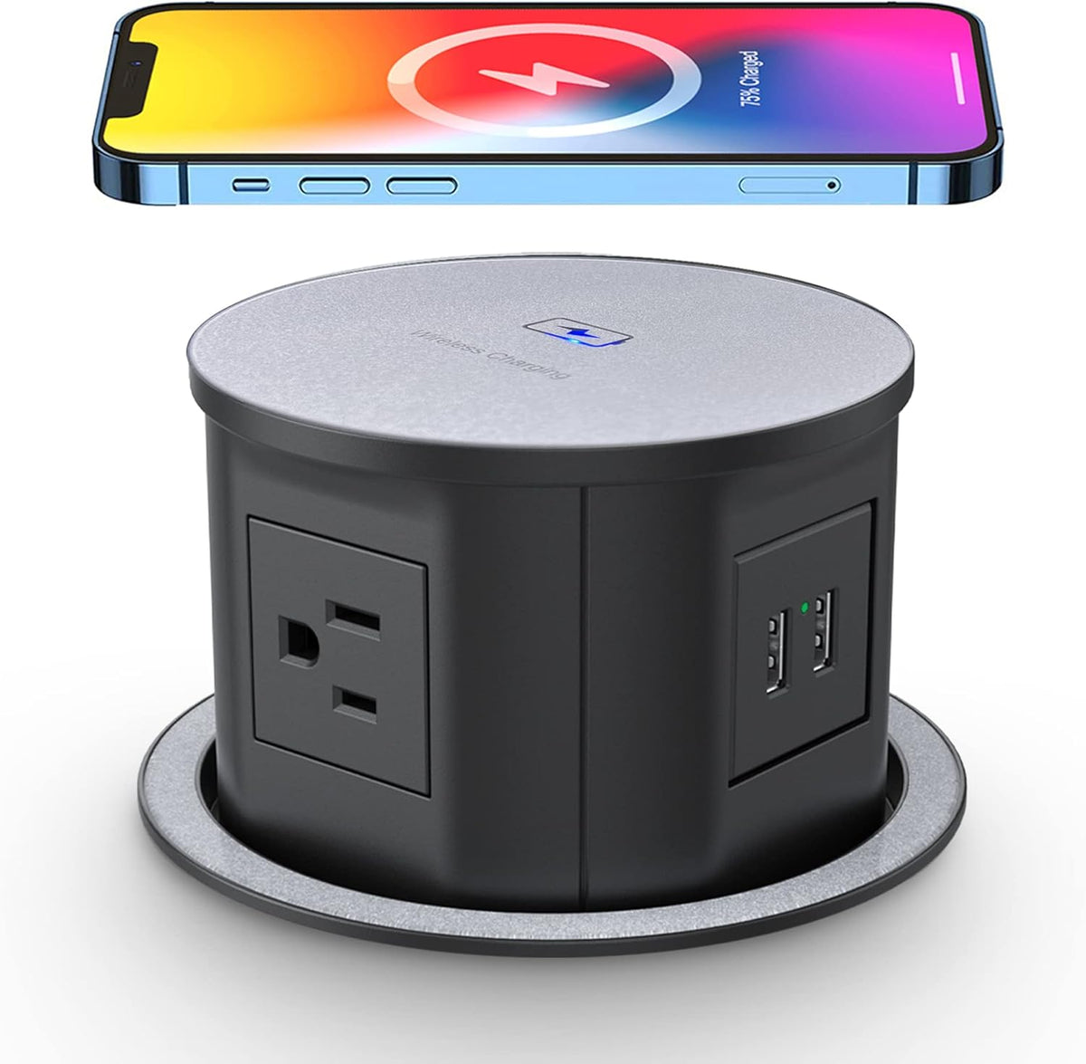 Pop Up Power Outlet with 10W Wireless Charger, 4 Outlets, 2 USB H4488