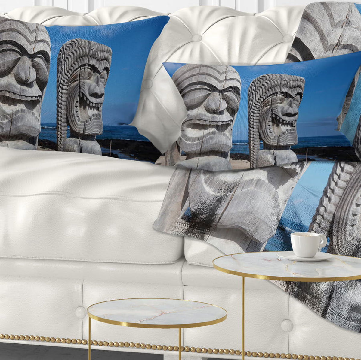 Hawaiian Tiki Gods Printed Throw Pillow M33046