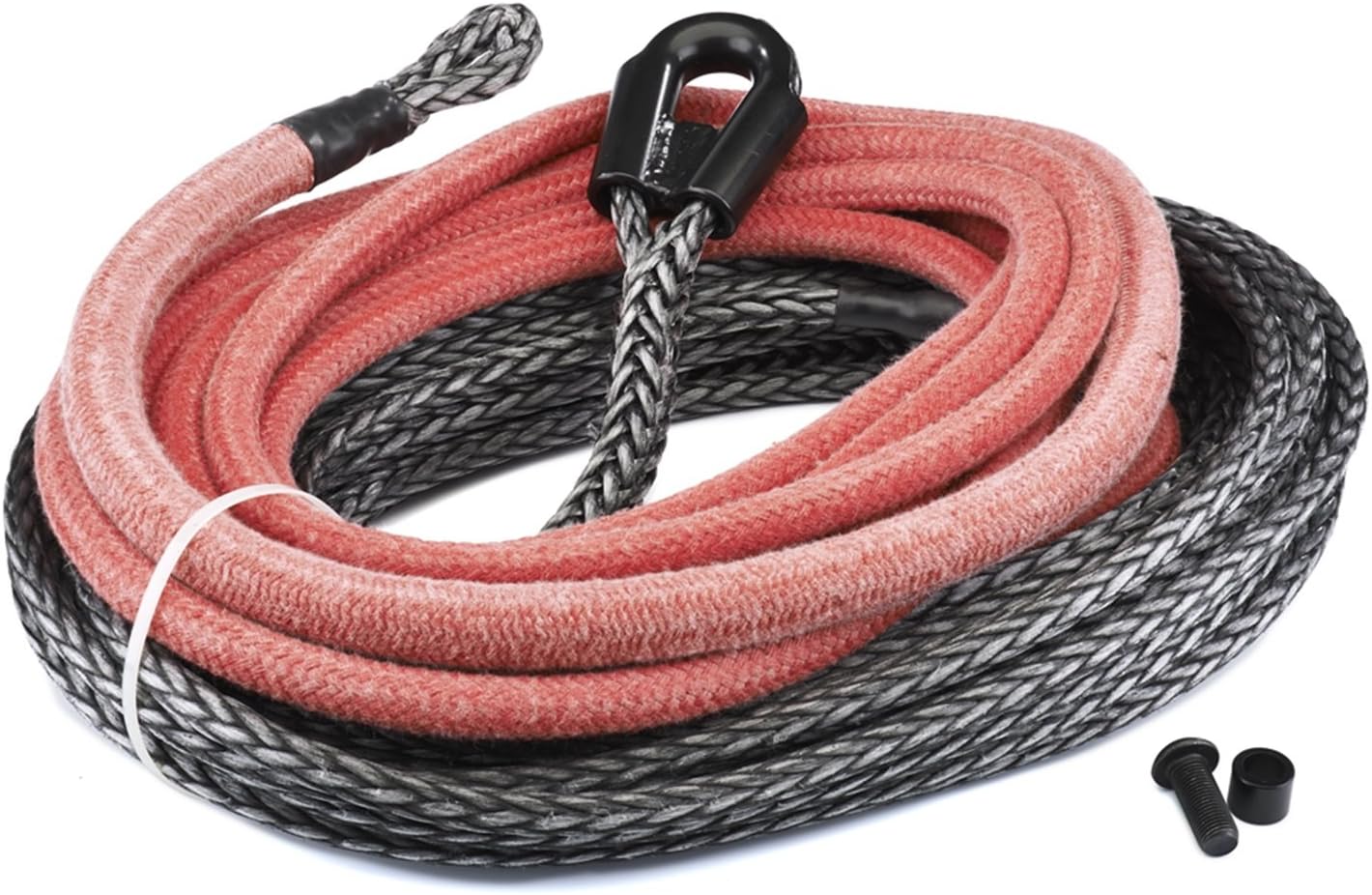 Synthetic Winch Cable Rope with Loop Ends: 3/8 Diameter x 80' Length, 8.25 Ton Capacity E81272