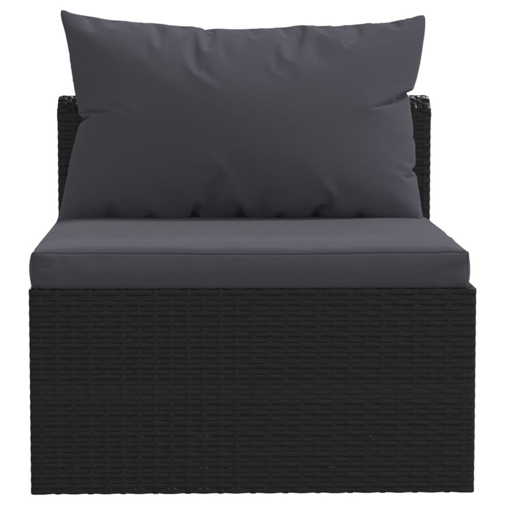 Black Poly Rattan 3 Piece Patio Sofa Set with Cushions V892