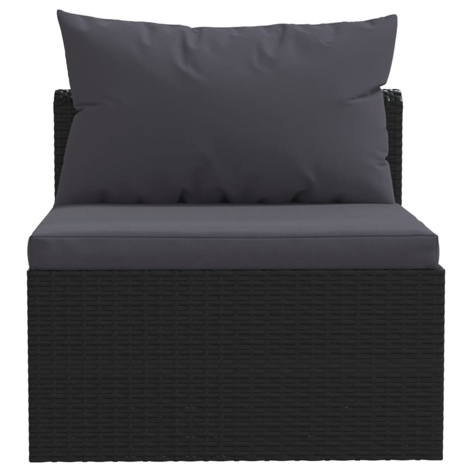 Black Poly Rattan 3 Piece Patio Sofa Set with Cushions V892