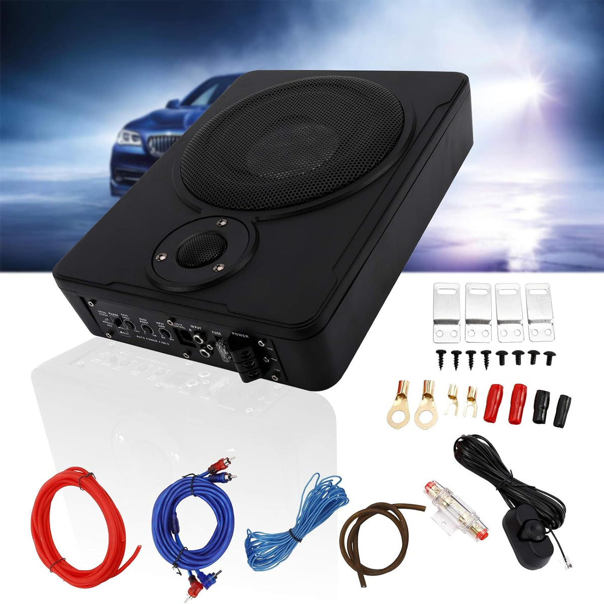 8" 600w Slim Under-Seat Powered Subwoofer Sub Bass Speaker Kit Pack of 2 F2774