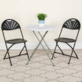 Black 2 Pack Plastic Fan Back Folding Chair 650 lb Capacity R27638