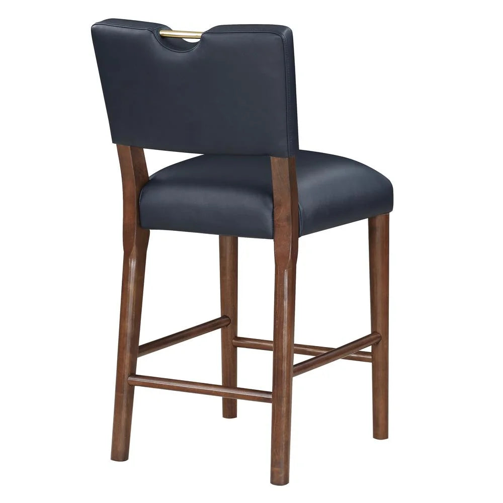 Blue Faux Leather Wood Counter Stool F713417