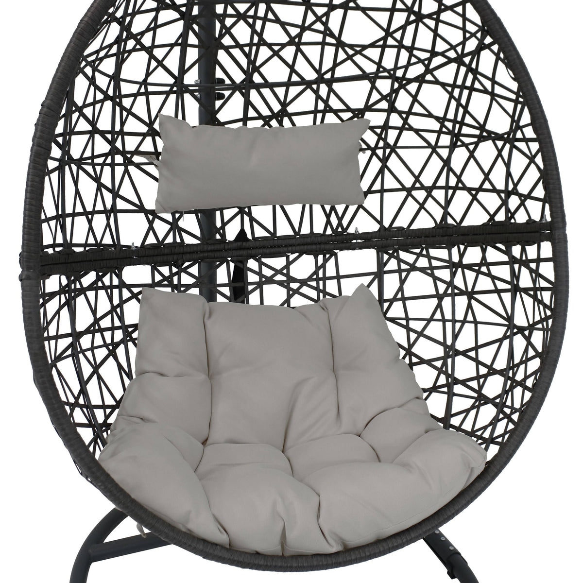 Gray Hanging Egg Chair with Stand - Resin Wicker L986