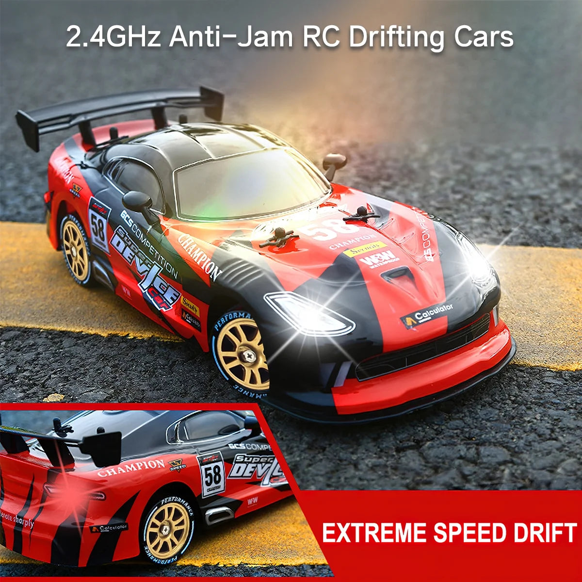 1/16 4WD Remote Control Drift Car with 2 Sets Tires X506208