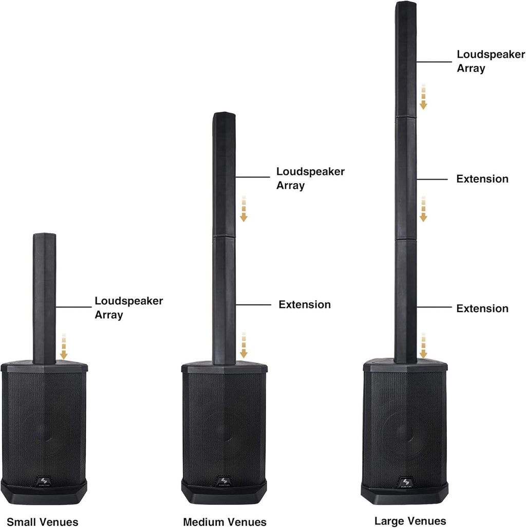 Pair of Passive Wall-Mount Column Mini Line Array Speakers with 4 x 5” Woofers, Black K1100