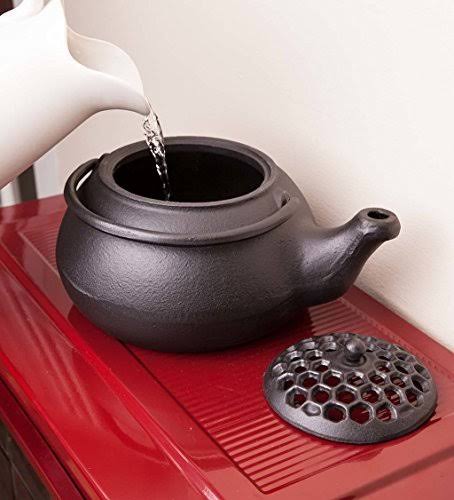 Black Cast Iron Wood Stove Steamer Kettle T7610