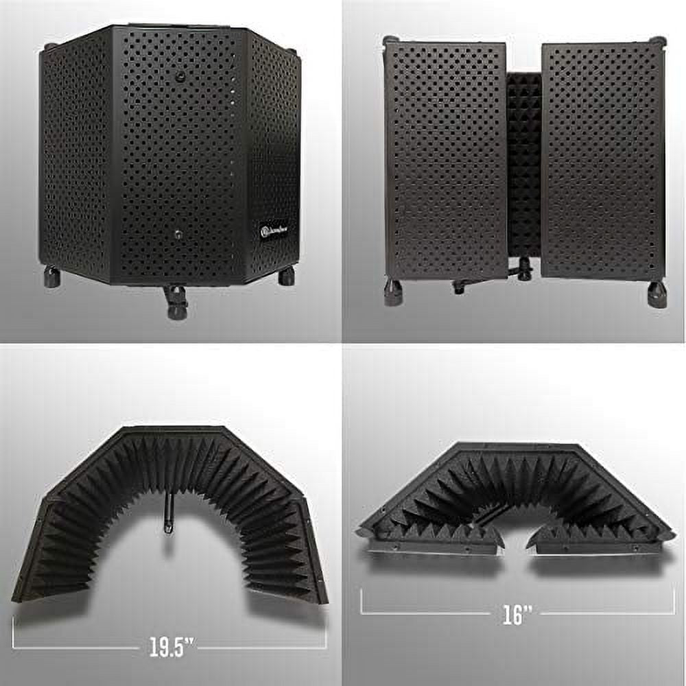 Half Dome Vented Recording Isolation Shield with Desktop Standing Knobs and Microphone Windpop Blocker K39689