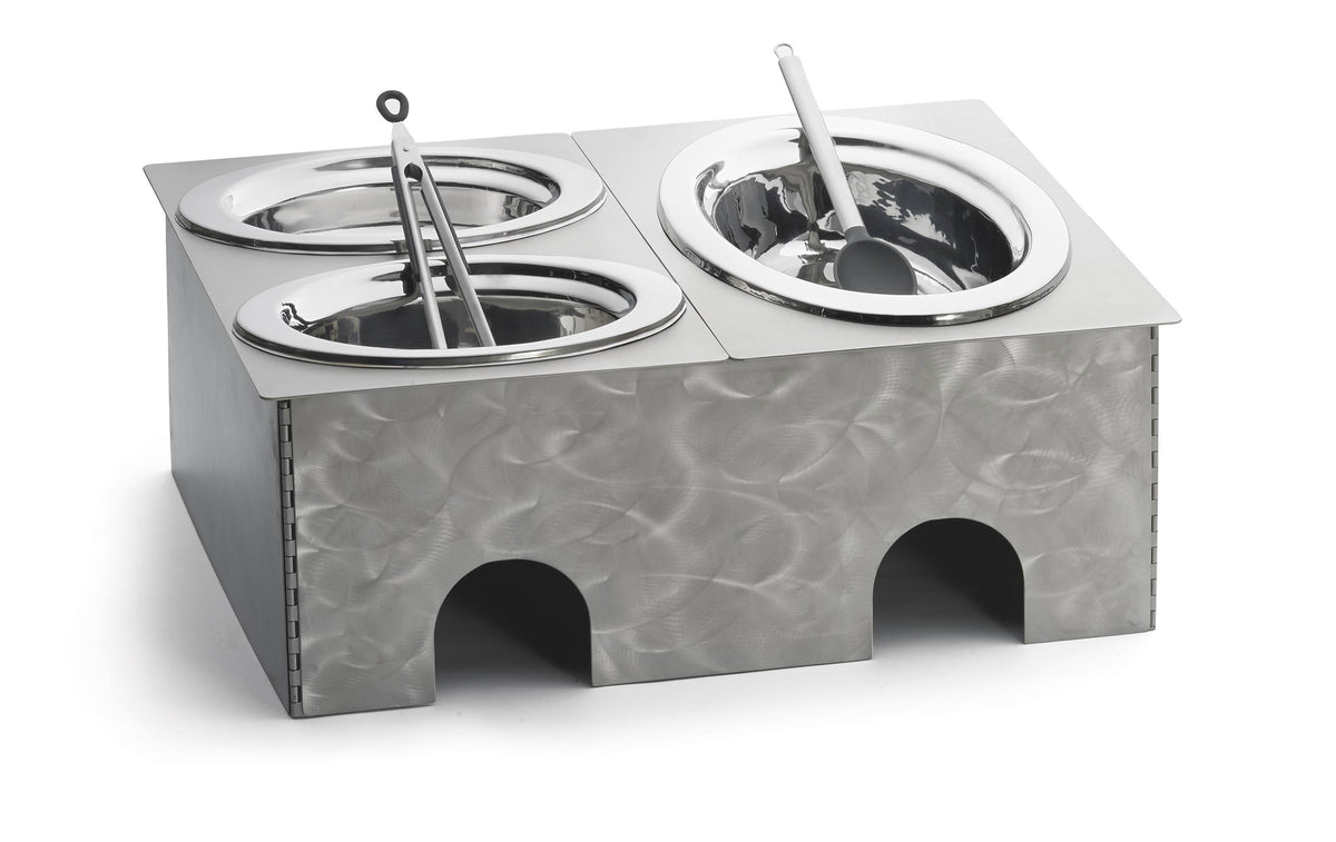 Brushed Stainless Steel 2-Well Collapsible Server N657245