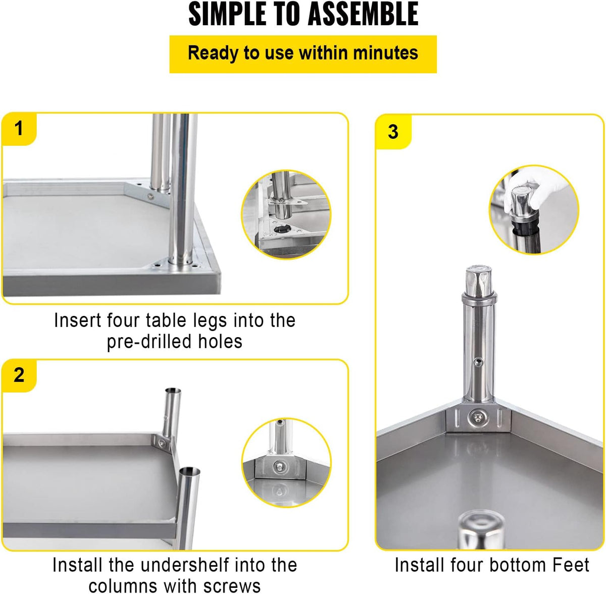 Stainless Steel Prep Table with Backsplash and Adjustable Undershelf V83254