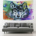 Rainbow Dogs Paw Footprints Black Tapestry Wall Hanging 60"x51" O49652