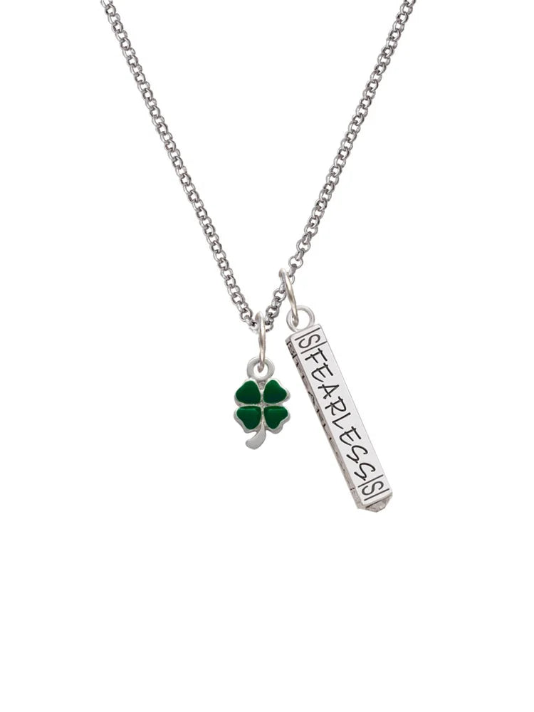 Silvertone Four Leaf Clover Bar Charm Necklace, 23" Z216493