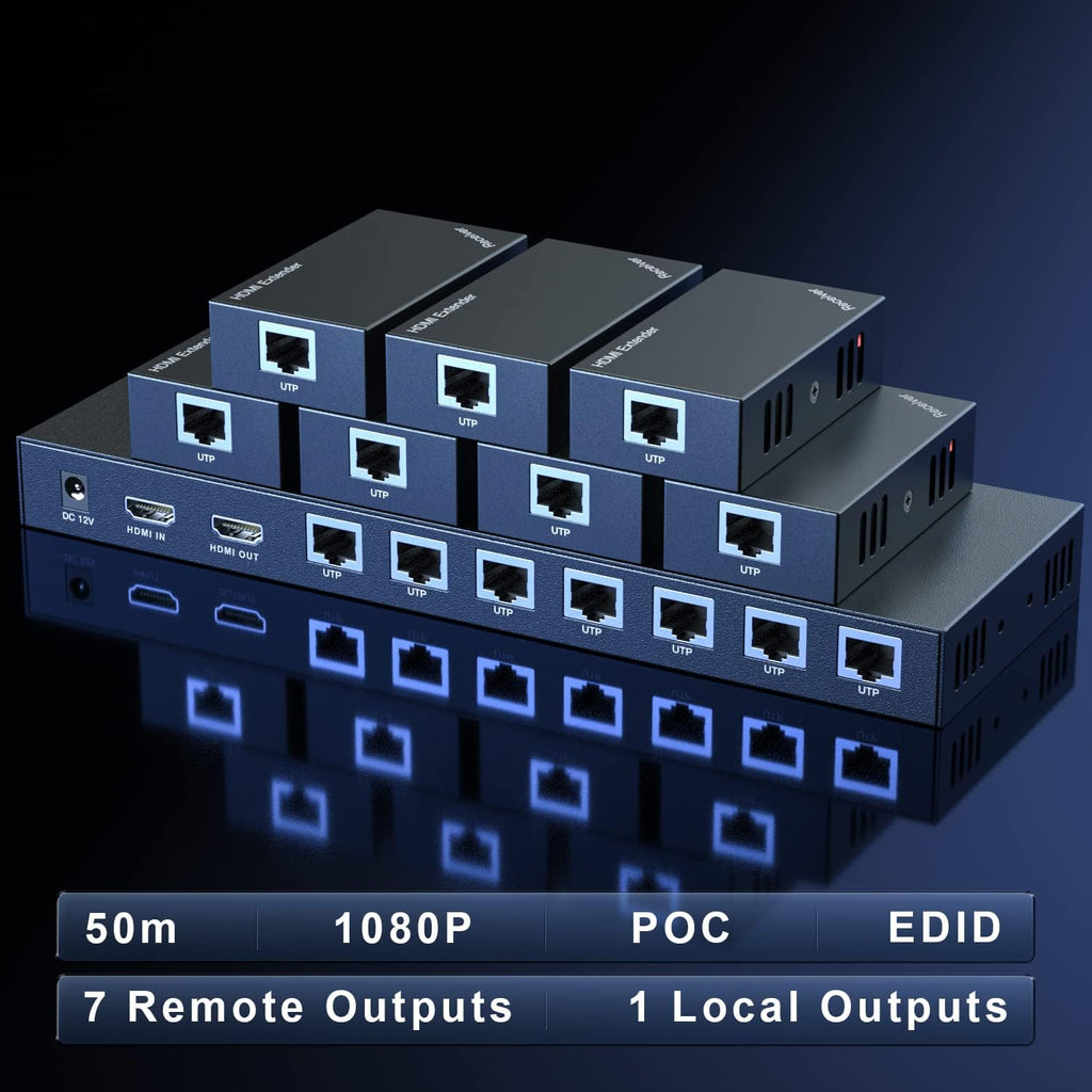 HDMI Splitter Extender 1x4 1080P Over Cat5e/6 Loopout 1 in 4 Out Z3732