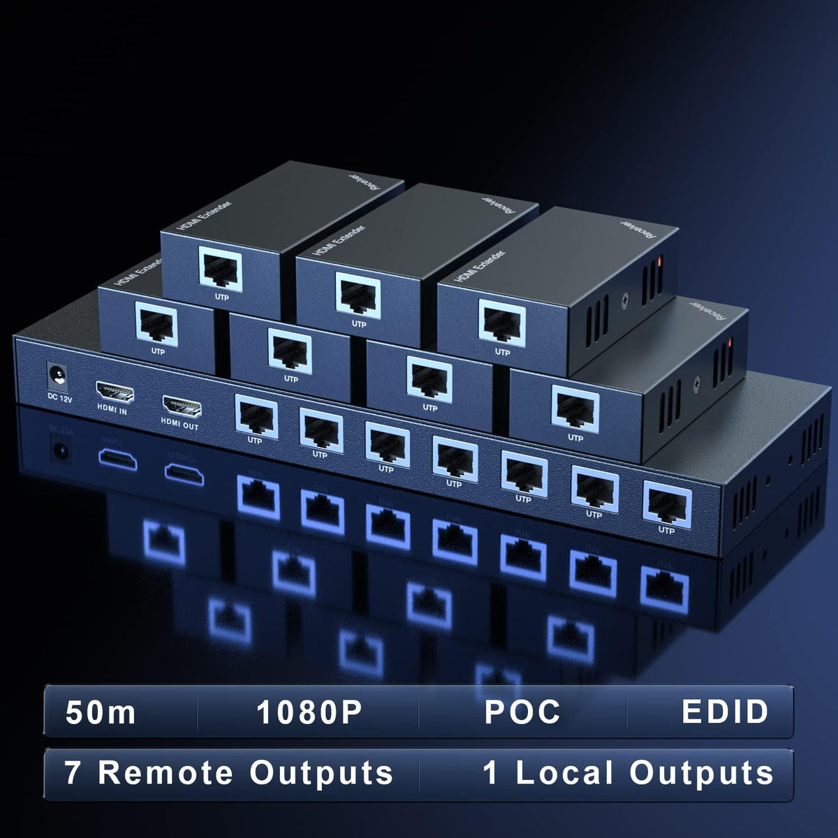 HDMI Splitter Extender 1x4 1080P Over Cat5e/6 Loopout 1 in 4 Out Z3732