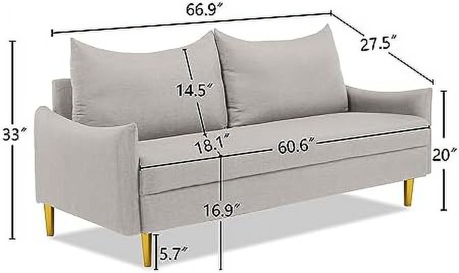 Velvet Loveseat Sofa with 2 Pillows & 4 Golden Legs F677346