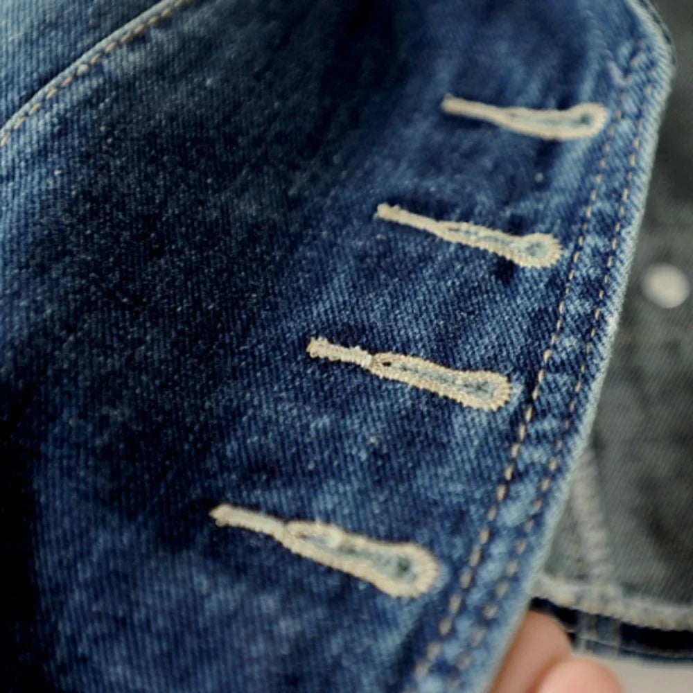 Washed Blue Denim Vest Waistcoat Jacket N10117