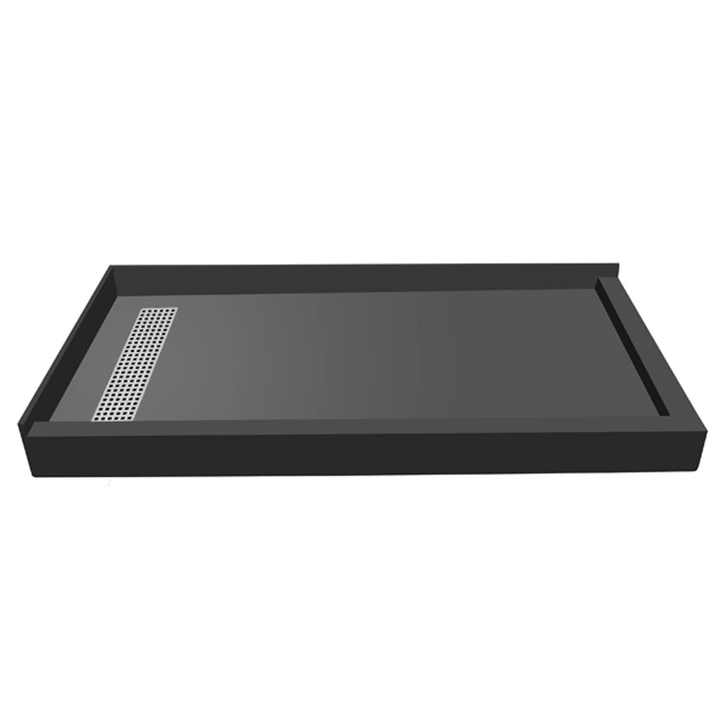 Double Threshold Shower Base with Drain Grate Tile Redi B62075