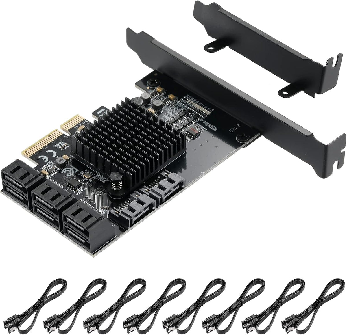 4X PCIE to SATA 3.0 6 Gbps Controller with 8 SATA Cables F133566