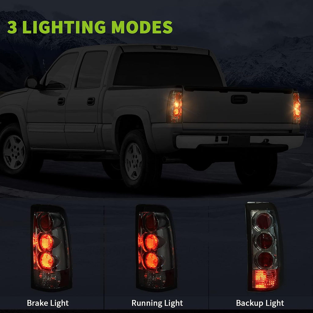 Smoke Red Lens Taillights Pair for Chevy Silverado Fleetside Models A598