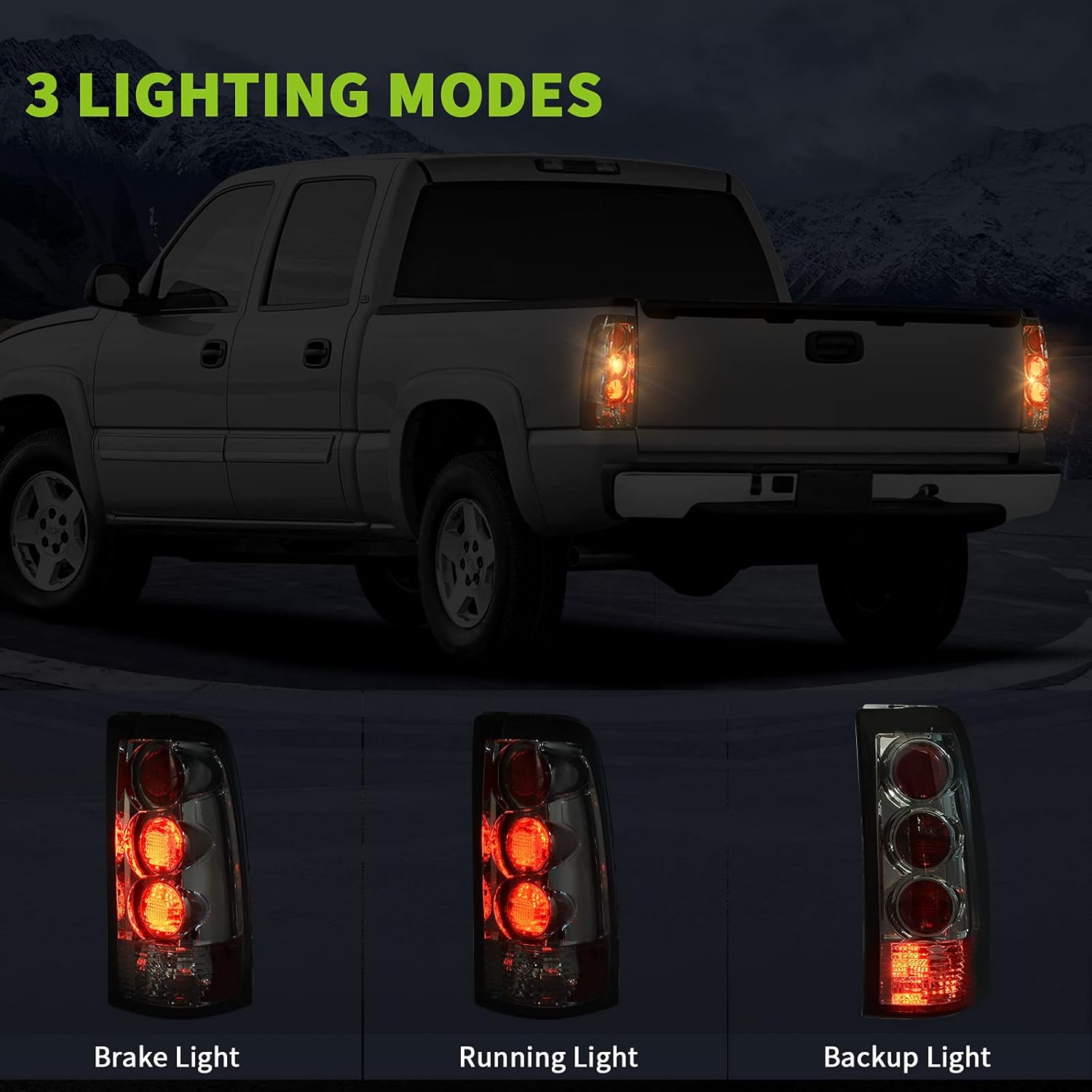 Smoke Red Lens Taillights Pair for Chevy Silverado Fleetside Models A598