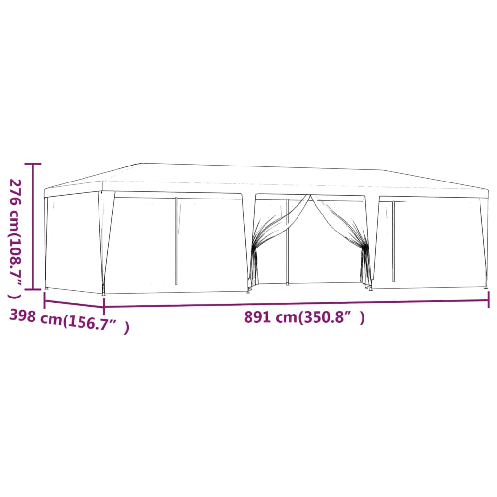 Blue 29.5'x13.1' HDPE Party Tent with 8 Mesh Sidewalls C327