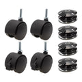 2" Round Metal Double Star Caster Inserts, 5/16-18 x 1" Threaded Stem, 2" Swivel Hooded Twin Casters, Durable Nylon, 2 With Brakes and 2 Without Brakes V273529