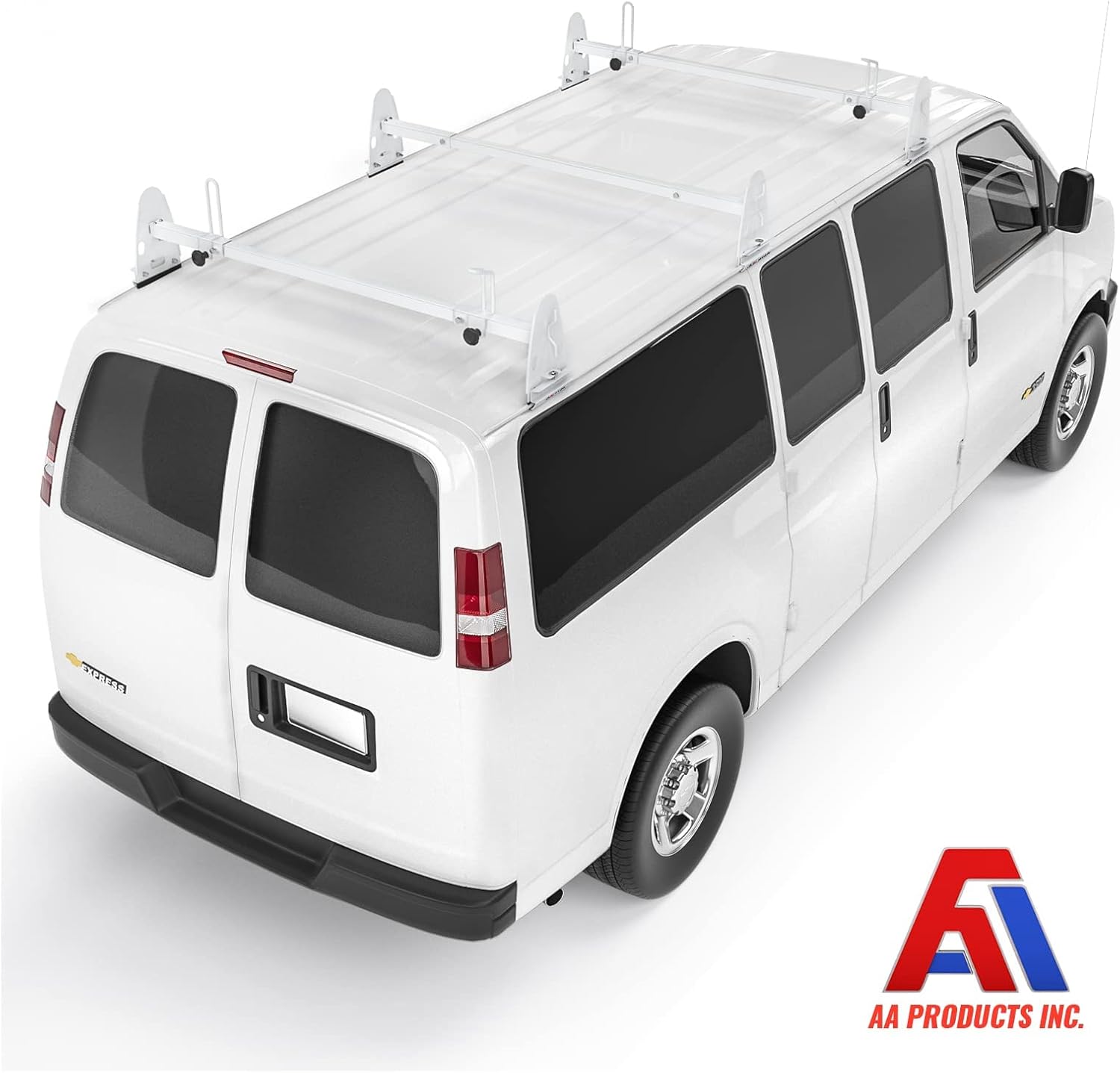 White Square 3 Bar Van Roof Racks with Ladder Stoppers M691640