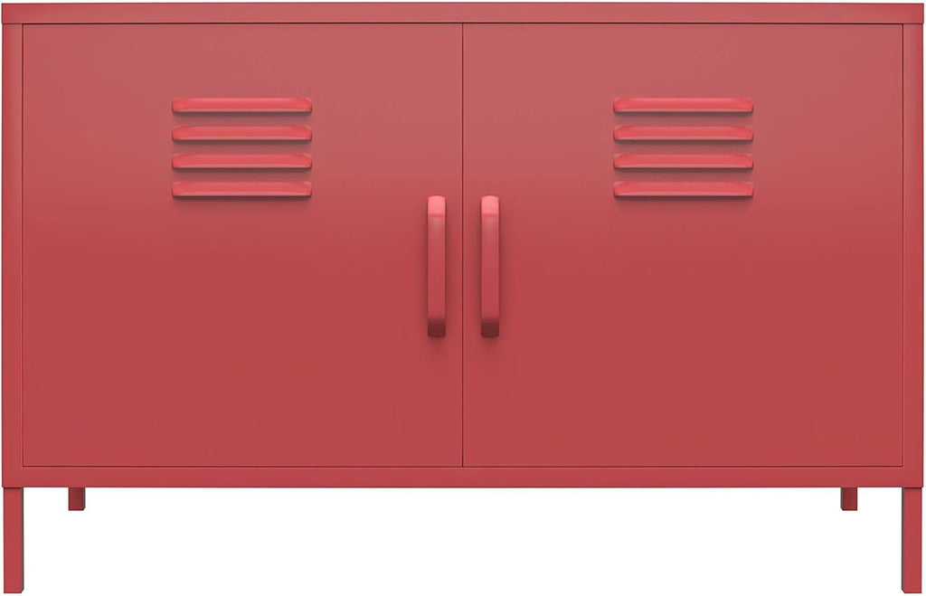 Black 2 Door Metal Locker Accent Cabinet D5365