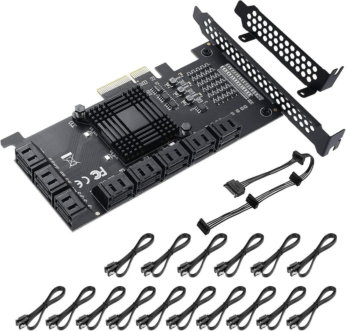 4X PCIE to SATA 3.0 6 Gbps Controller with 8 SATA Cables F133566