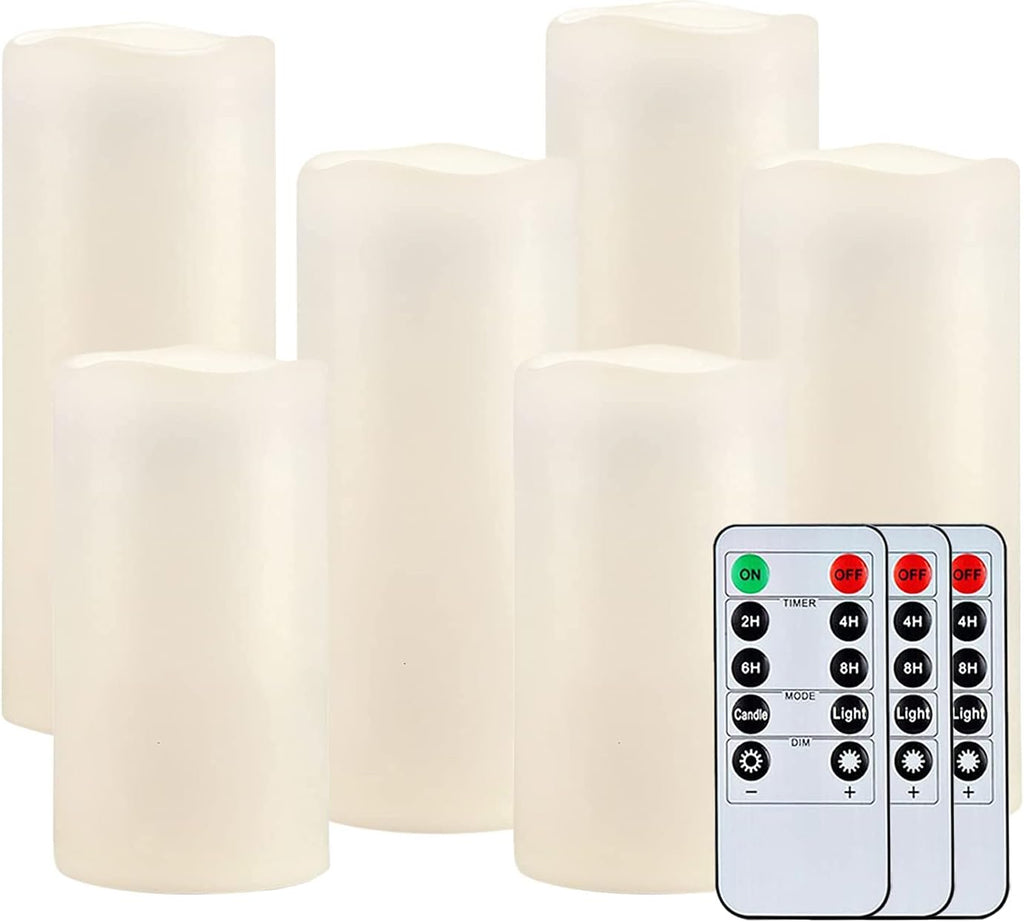 4 x Waterproof Flameless LED Pillar Candles, Set of 6 H893