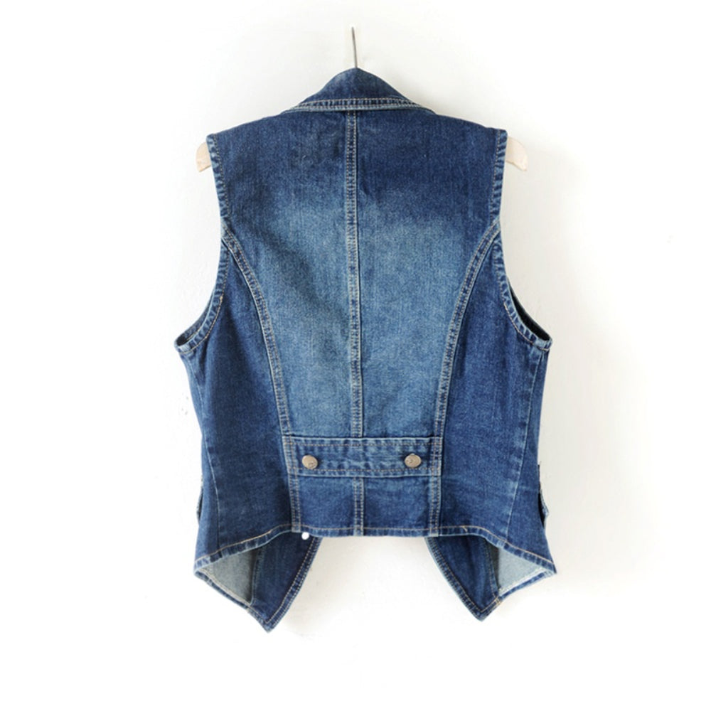 Washed Blue Denim Vest Waistcoat Jacket N10117