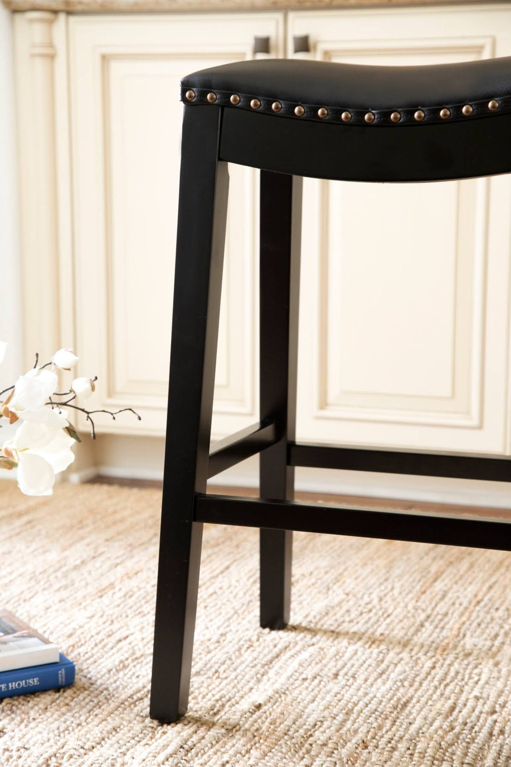 Black Bonded Leather Bar Stool J774219