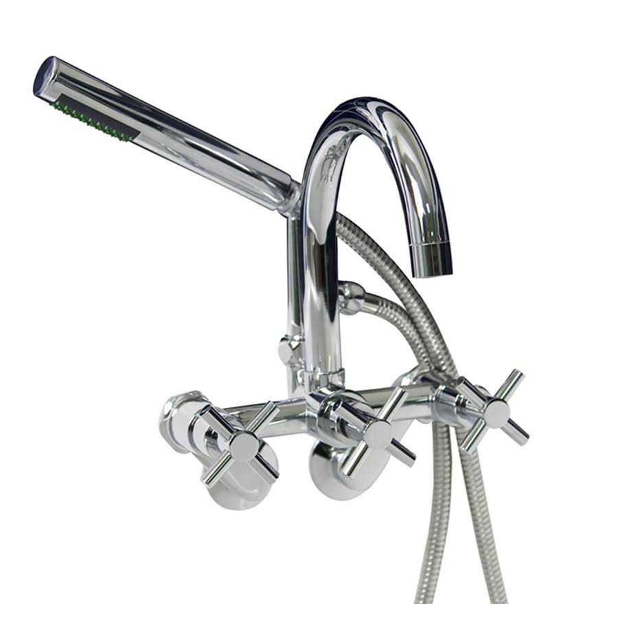 Polished Chrome Tub Diverter Faucet with Hand Shower I5687
