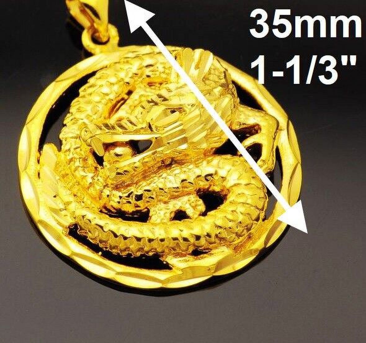 18k Yellow Gold Filled Over Silver 24" Dragon Pendant Necklace Z173