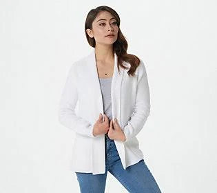 CozyChic Lite Shawl Collar Cardi, Size 2X, Sea Salt G7293