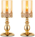 Gold Hurricane Candle Holders with Glass, Set of 2 P907612