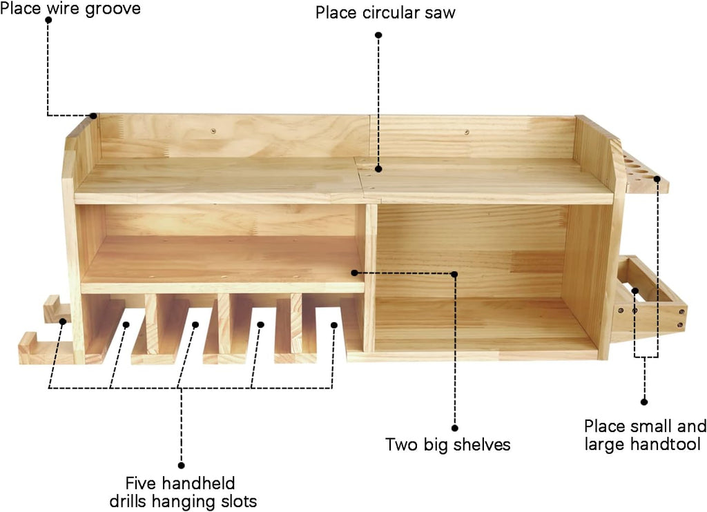 Power Tool Organizer Wall Mount, Drill Holder Storage with 5 Tool Slots R335246