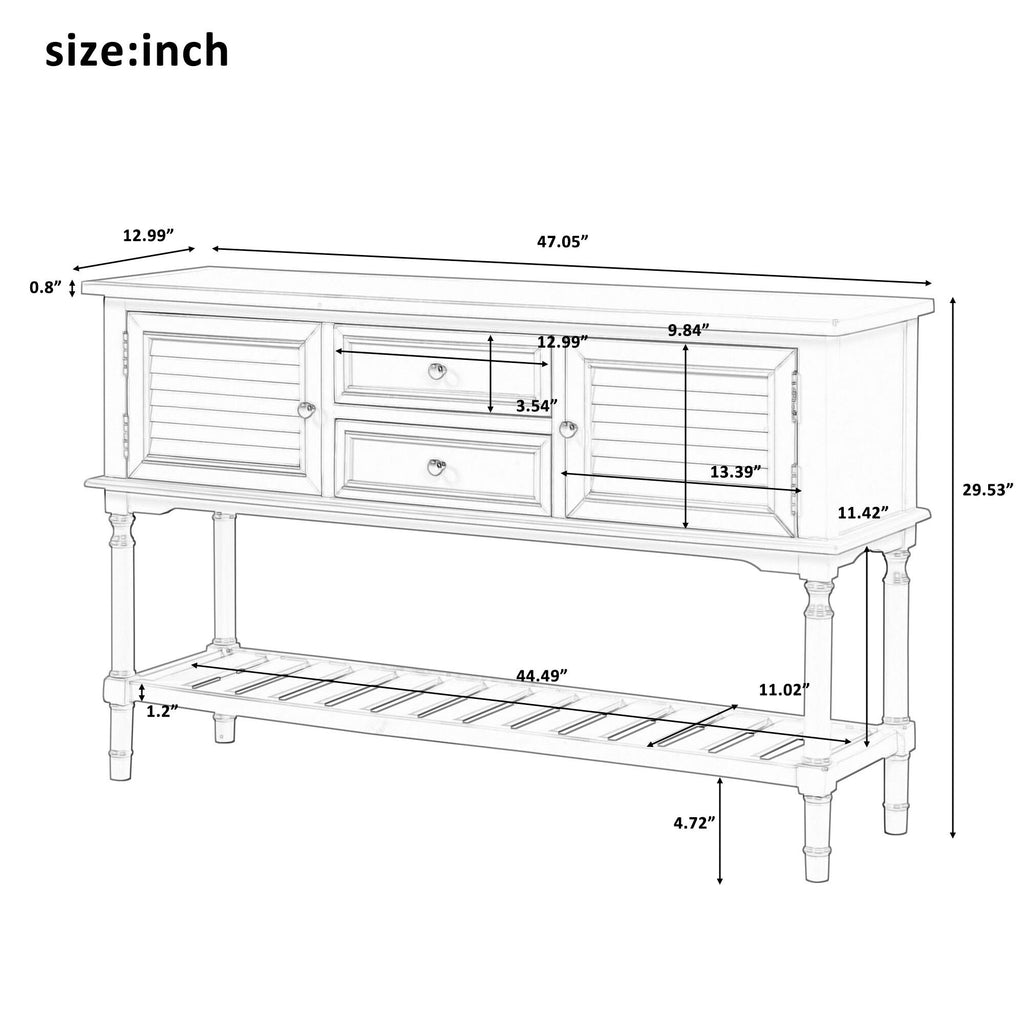Greige Console Table with 2 Drawers and 2 Cabinets O802865