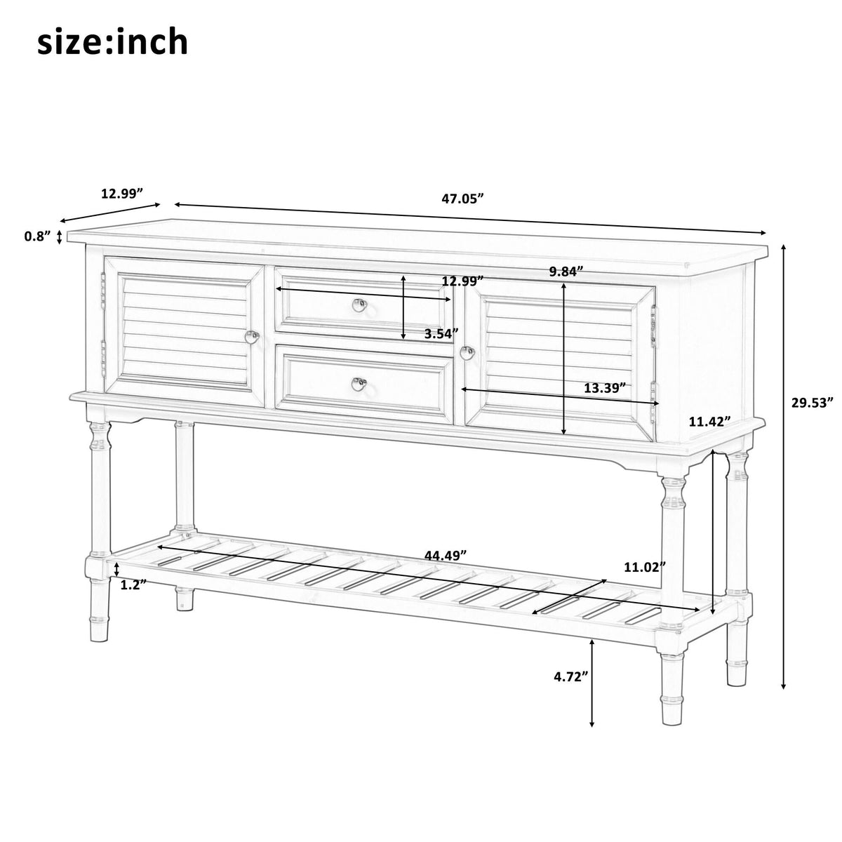 Greige Console Table with 2 Drawers and 2 Cabinets O802865