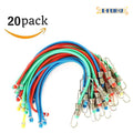 20 Pack Mini 10 Inch Rubber Stretchy Bungee Cords with Hooks P56022