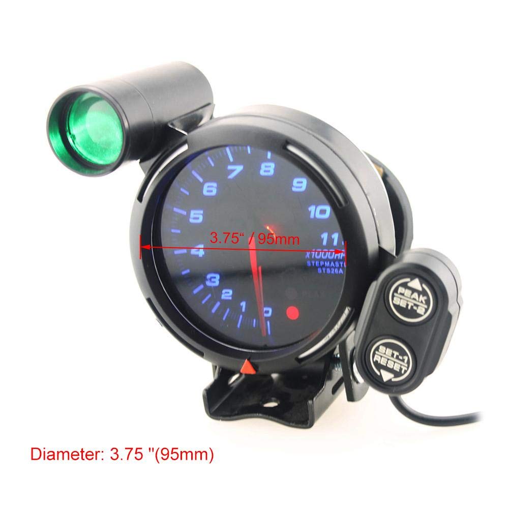 12V 3.75 Inch 11000 RPM Blue LED Tachometer Gauge Kit with Shift Light K189198