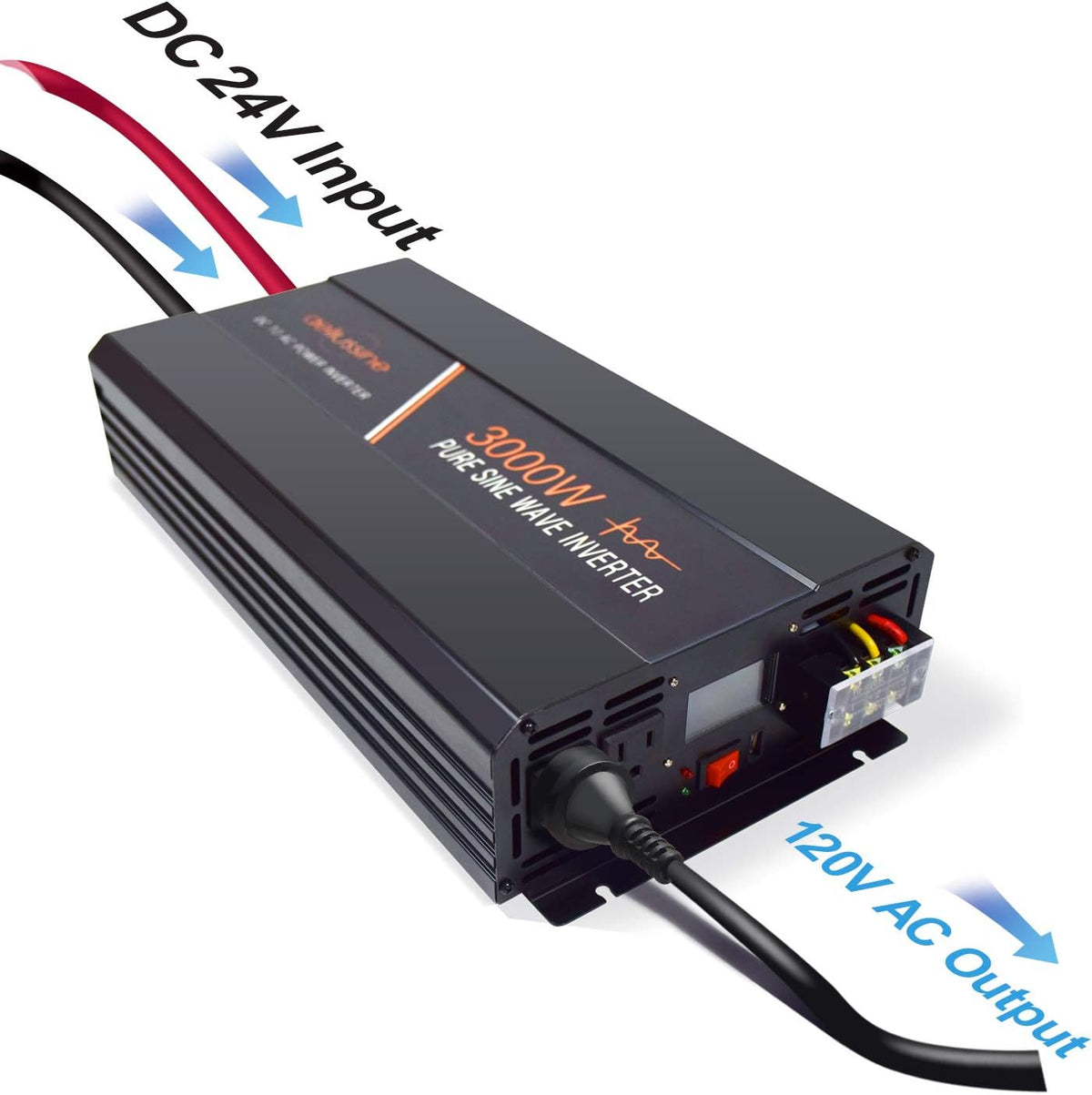 1500 Watt Pure Sine Wave Power Inverter 24V DC to AC 110V 120V with LCD Display and Remote Switch K266
