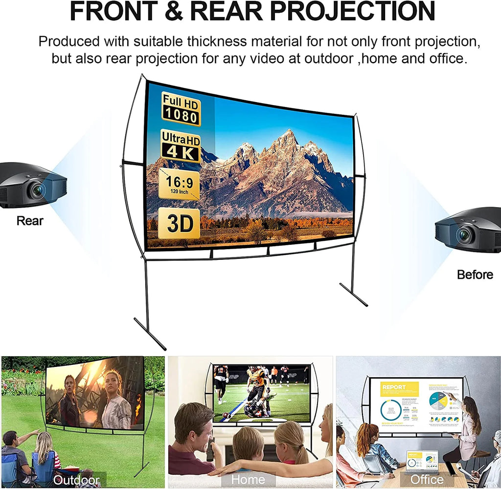 120 Inch Foldable Portable Projector Screen with Stand V97117
