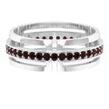1/2 CT Garnet Two Tone Gold Wedding Band Ring, 925 Sterling Silver S270370