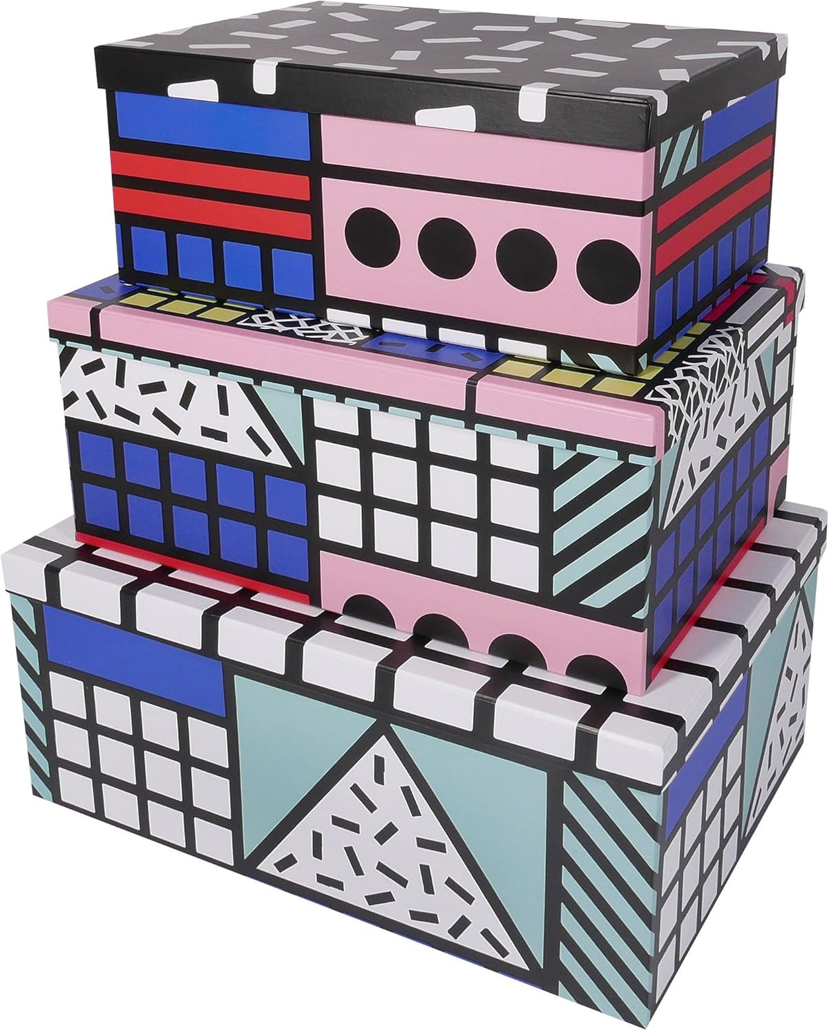 Decorative Storage Cardboard Boxes with Lids, Set of 3 X9763